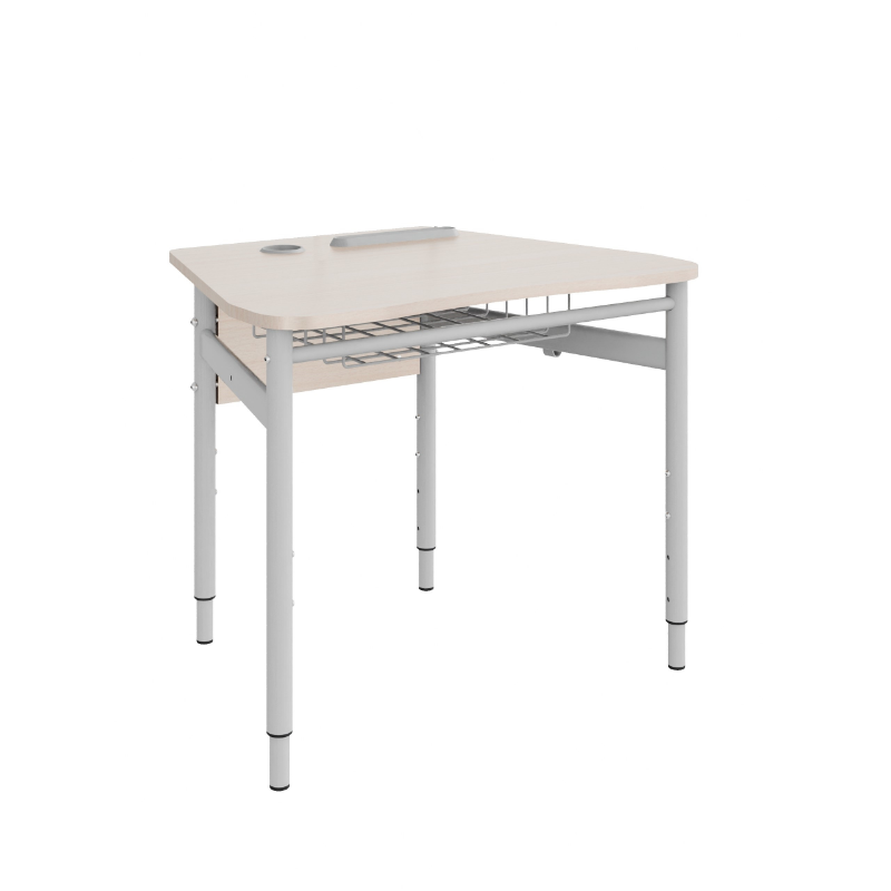 Стіл учнівський одномісний трапеція з полицею сіткою, пеналом та сканом № 3-6 (7779) МЕБЛІ ТЕХНОСТИЛЬ